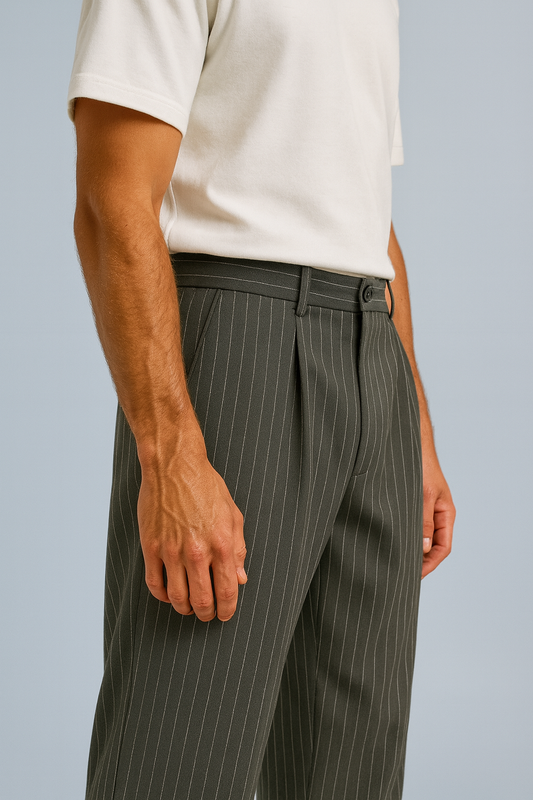 Gray Tailored Pinstriped Pants