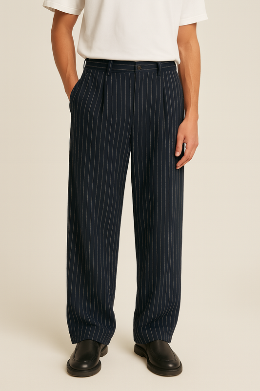 Navy Tailored Pinstriped Pants
