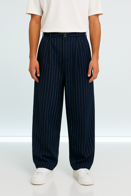 Navy Tailored Pinstriped Pants