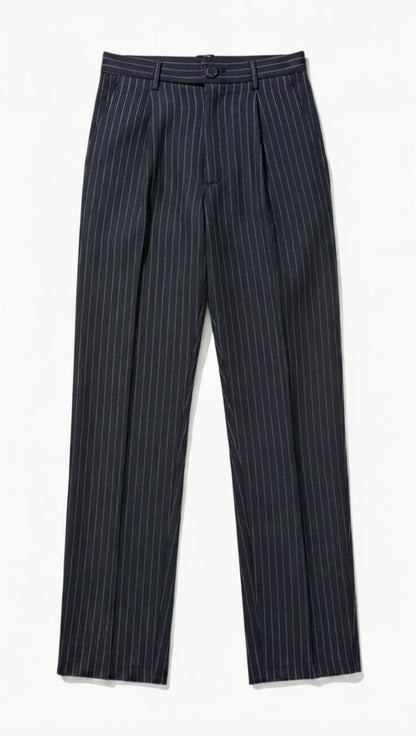Navy Tailored Pinstriped Pants