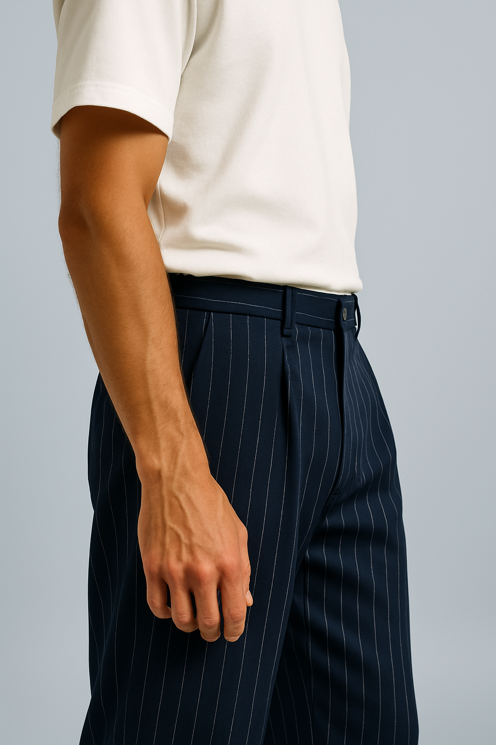 Navy Tailored Pinstriped Pants